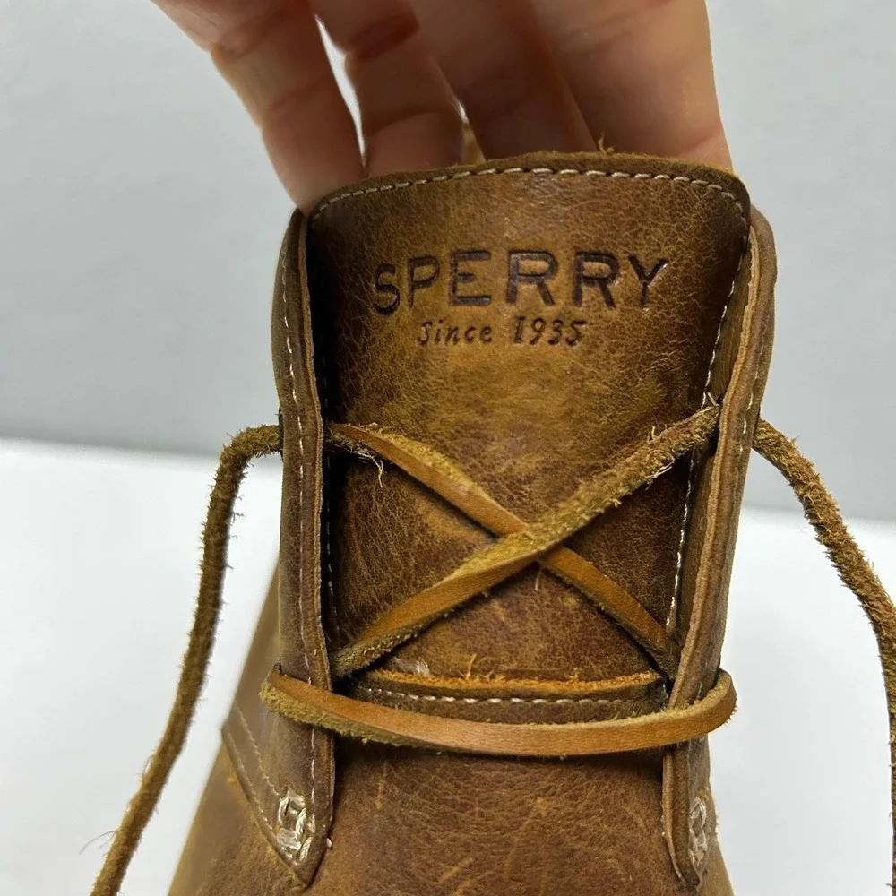 Sperry Leather Wedge Harlow Bootie Women's 8 Cognac Dressy Casual Boho Earthy